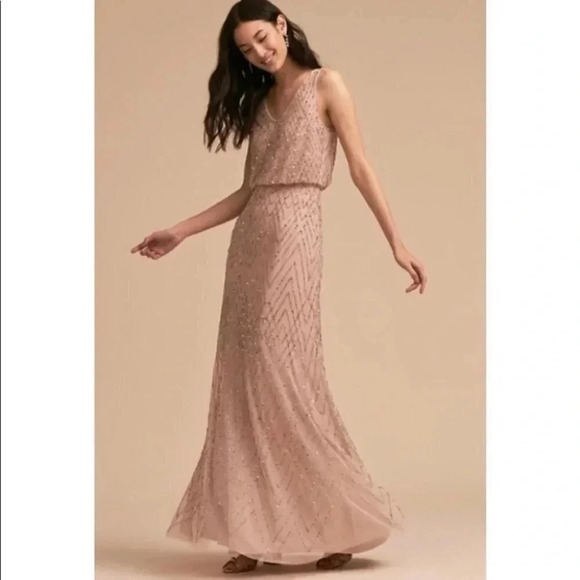 Anthropologie BHLDN Blaise Sequin Embellished Maxi Gown Long Dress in Blush - Picture 14 of 15